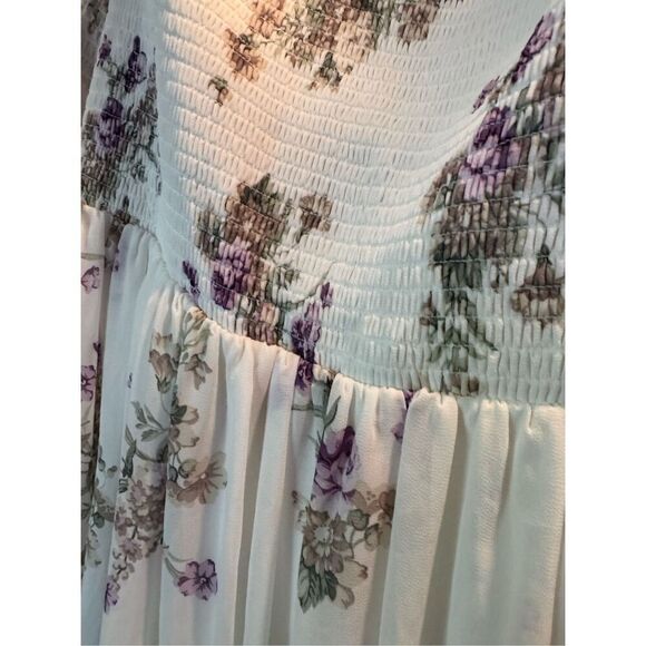 Torrid Vintage floral gauze mini midi skater long sleeve smocked Boho Dress 3xl - Picture 5 of 7